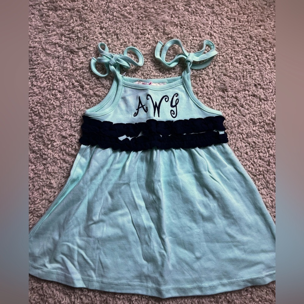 GIRLS LOLLY WOLLY DOODLE SUN TOP MONOGRAMMED WITH “AWG” SIZE 2/3 NWT